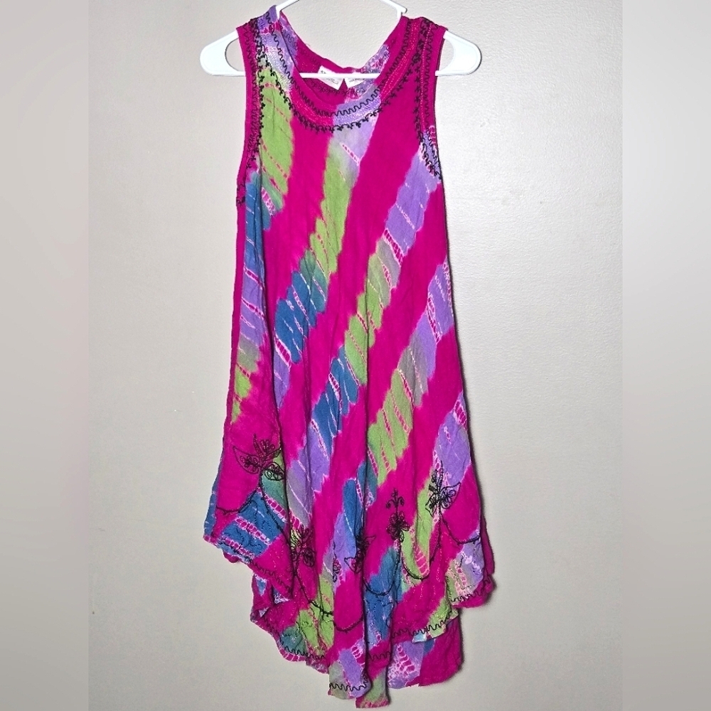 India Boutique Embroidered Tie Dye Boho Festival Hippie Dresss,‎ Free Size